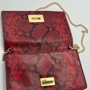 🔥FINAL BEST PRICE 🔥 Michael Kors Calf Leather Python Print Clutch with Chain
